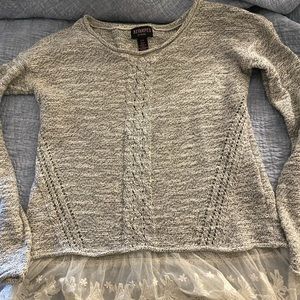 Ladies sweater with lace hem. Very pretty and girly